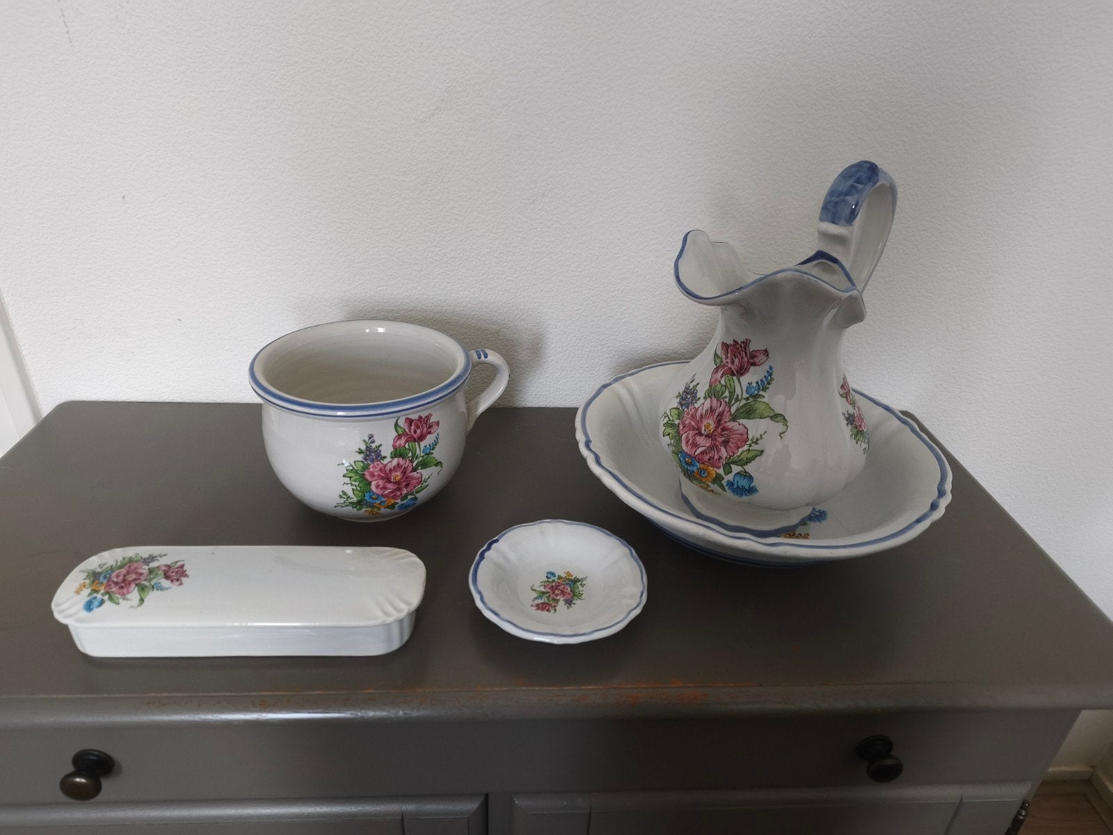 Vintage Lampetstel met bloemmotief, Ophalen of Verzenden