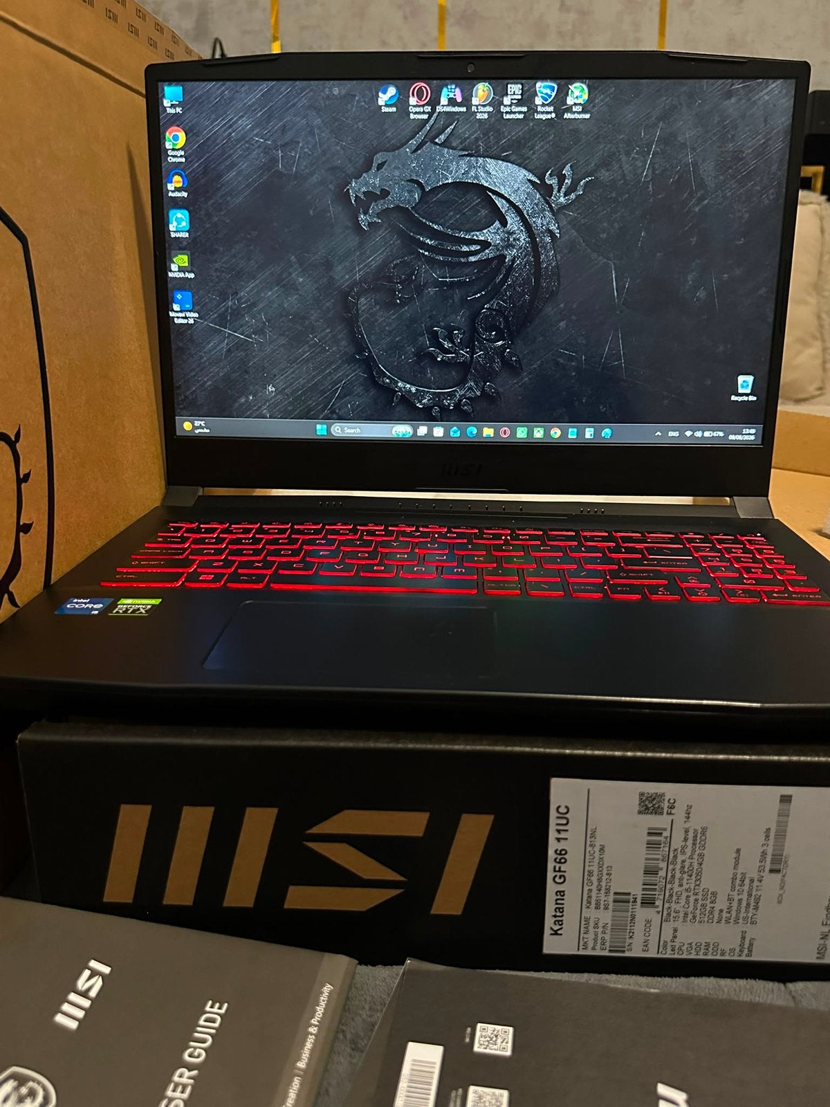MSI Katana GF66 Gaming Laptop, Ophalen, Zo goed als nieuw, 32 GB
