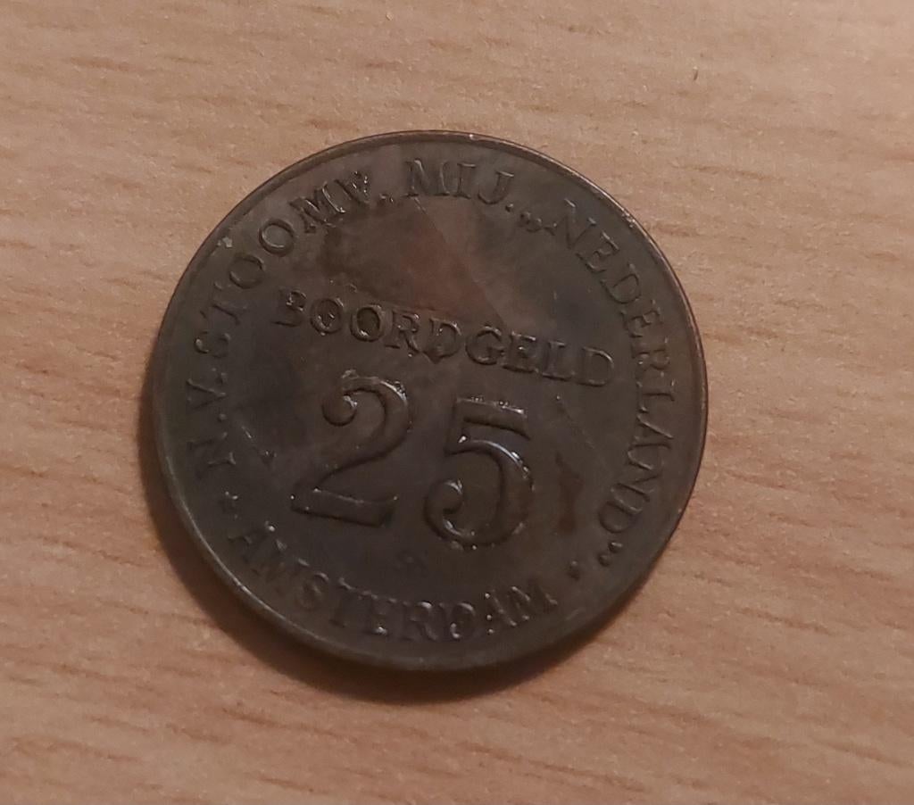 Token 25 boordgeld, Postzegels en Munten, Penningen en Medailles, Ophalen of Verzenden, Overige materialen
