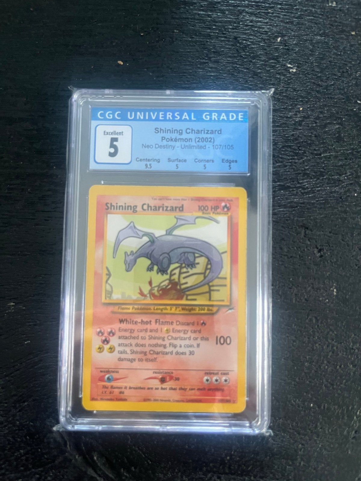 Shining Charizard Pokémon Kaart (2002) CGC Graded 5, Ophalen of Verzenden, Gebruikt, Losse kaart