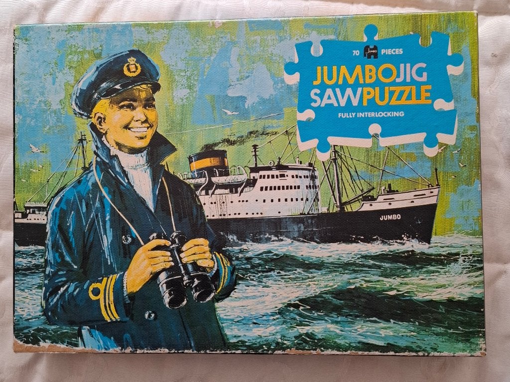 Vintage Jumbo Jig Saw puzzel "Kapitein", Ophalen of Verzenden, Minder dan 500 stukjes, Gebruikt, Legpuzzel