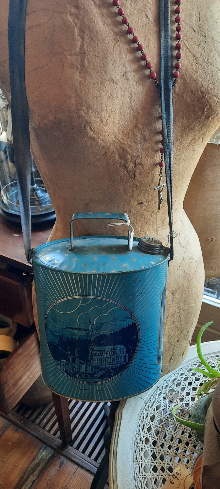 Vintage Lourdes bidon met afbeeldingen, Ophalen of Verzenden