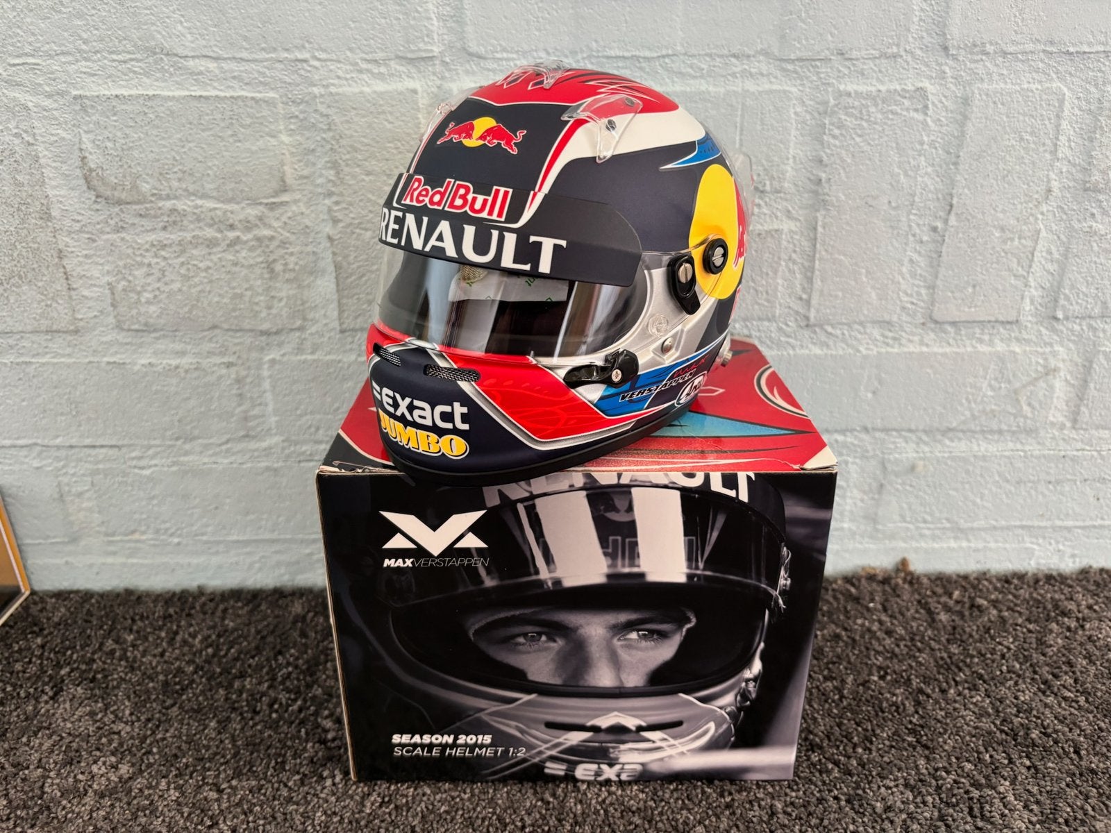 Max verstappen helm 1:2 seizoen 2015, Verzamelen, Ophalen of Verzenden, Zo goed als nieuw, Formule 1