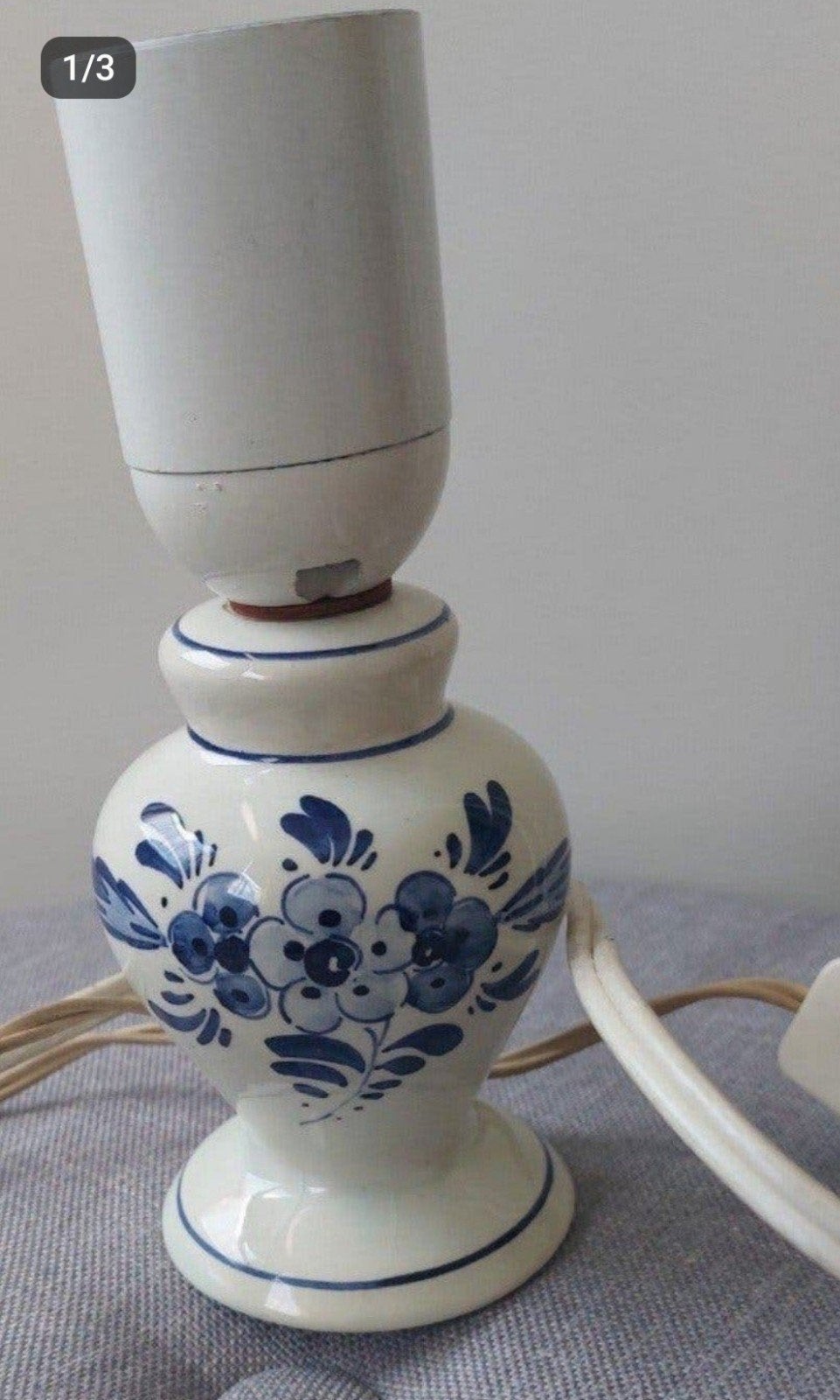 Delfts Blauw Tafellampje - Vintage Bloemenpatroon, Ophalen of Verzenden