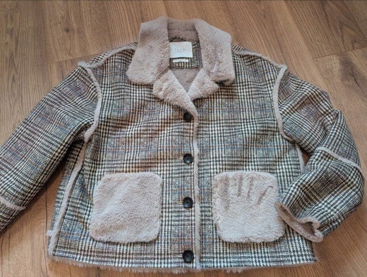 YAYA geruite jas zachte teddy voering - Mt 44, Meerkleurig, Maat 42/44 (L), Ophalen of Verzenden, Zo goed als nieuw