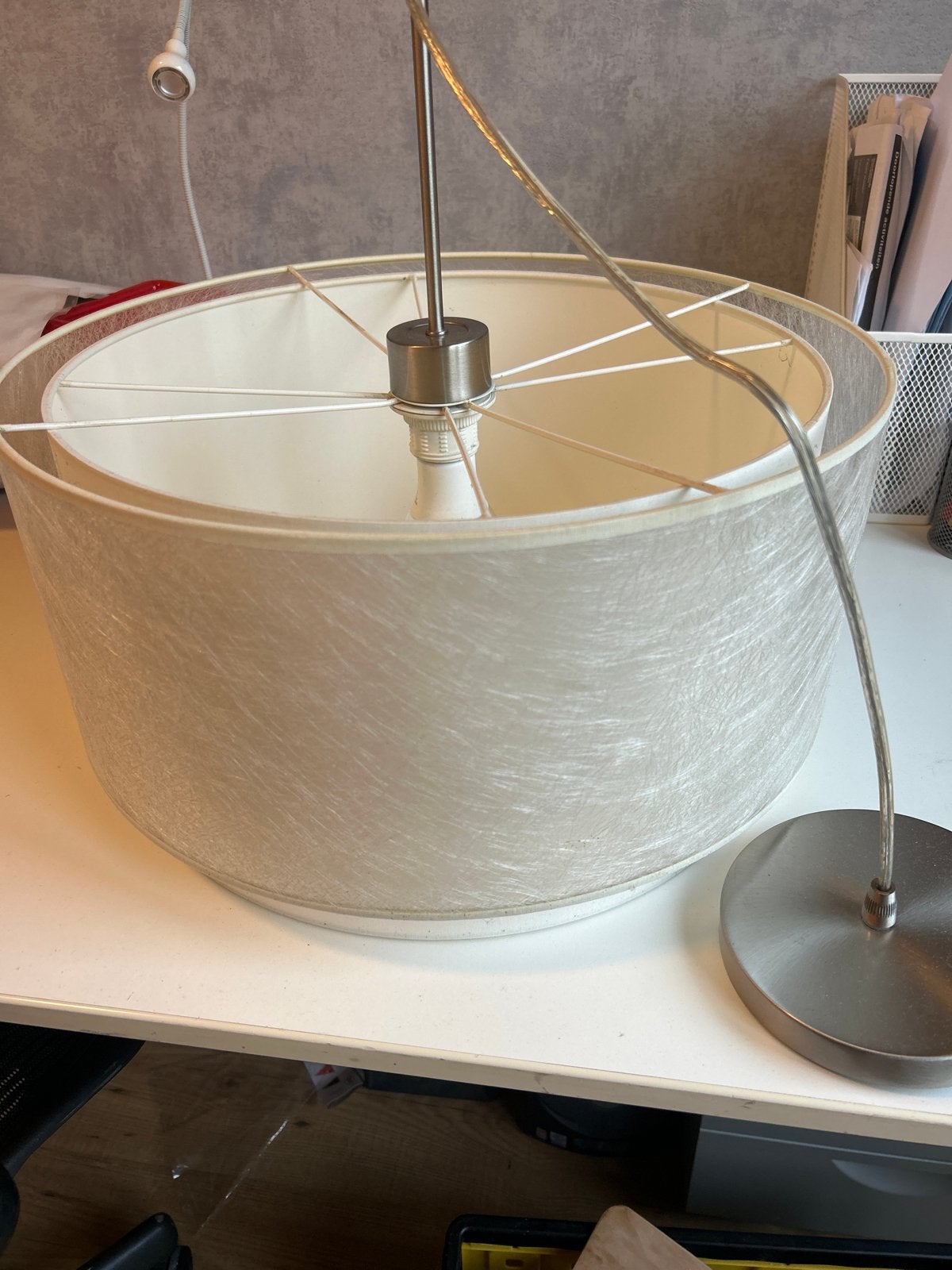 2x Lampenkap rond wit 45 cm, Huis en Inrichting, Lampen | Lampenkappen, Ophalen, Gebruikt, 25 tot 50 cm, Wit
