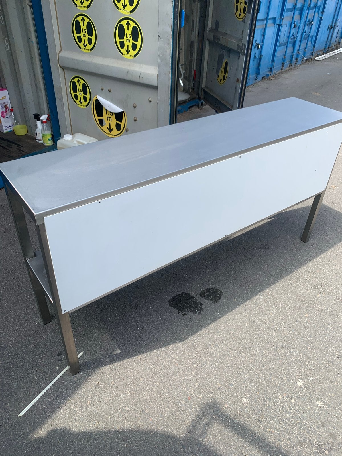 RVS Werkbank / Bar met Opbergplank - Gebruikt, Ophalen, Gebruikt