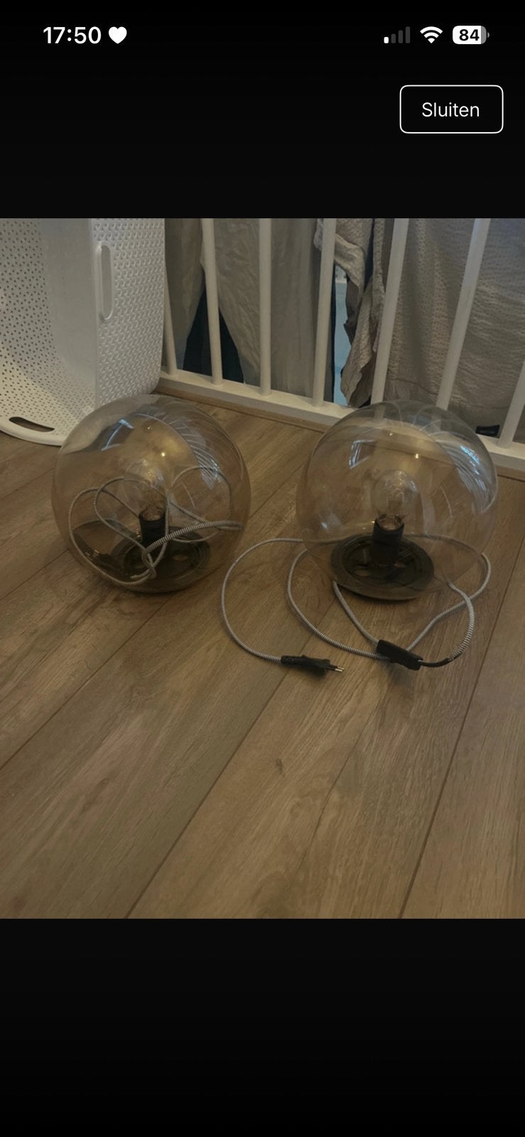 Ikea Fado tafellampen 2x, Ophalen, Rond, Zo goed als nieuw, Glas