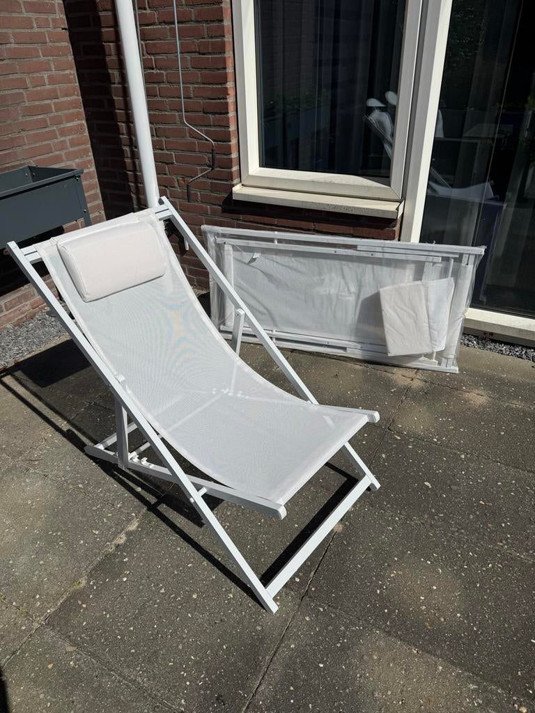 2x CASA, Monterey  opvouwbare ligstoel met kussen, Tuin en Terras, Tuinstoelen, Nieuw, Metaal, Inklapbaar, Ophalen