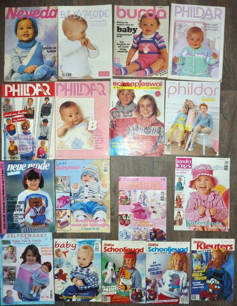17x Baby/peuter/kindermode breibladen, Ophalen, Zo goed als nieuw, Breien of Haken, Patroon of Boek