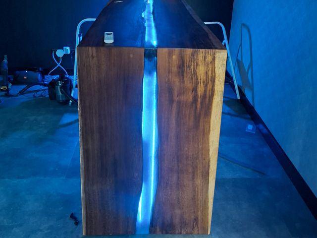 Boomstamtafel verlichting - watervaltafe lavatafel eettafel, Overige materialen, 200 cm of meer, Minder dan 50 cm, Rechthoekig