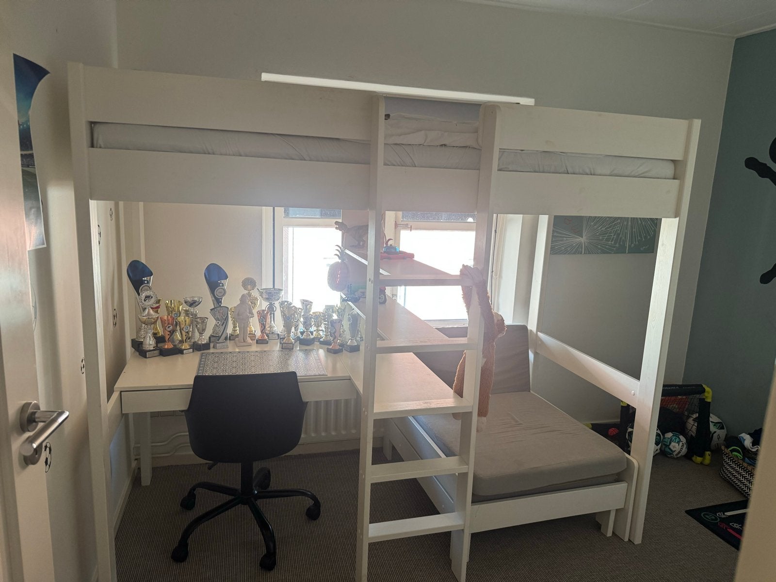 Nous Hoogslaper met bureau en uitklapbaar logeerbed, Ophalen, Gebruikt, Eenpersoons, 200 cm