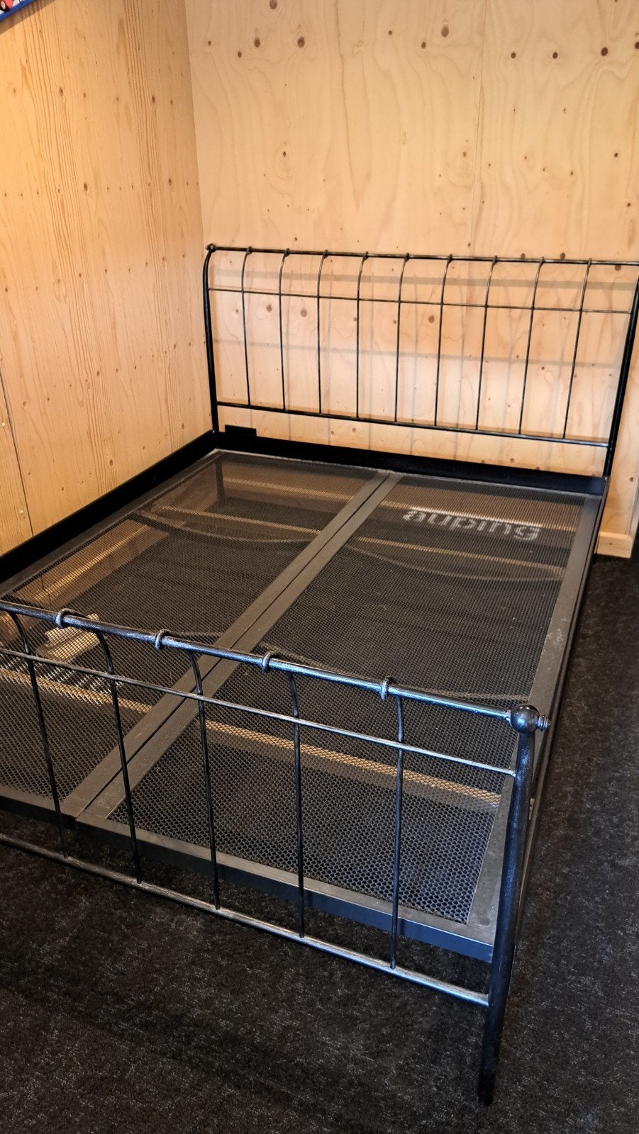 Zwart stalen Auping bed 160x210 met 2 losse bodems, Huis en Inrichting, Slaapkamer | Bedden, Ophalen, Gebruikt, Tweepersoons, Metaal