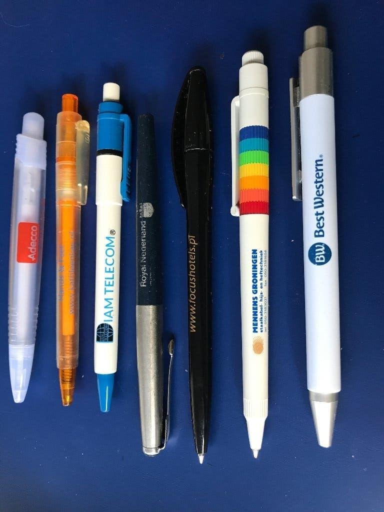 Diverse Reclamepennen - Set van 7, Verzamelen, Overige merken, Pennenset, Gebruikt, Ophalen of Verzenden