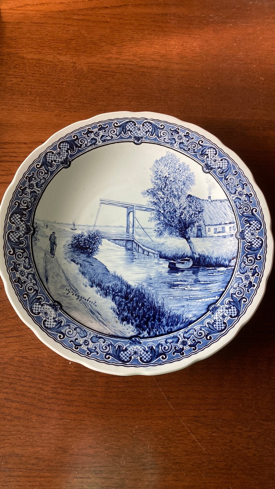 Delfts Blauw Bord/ Schaal afb. Poggenbeek, Ophalen of Verzenden