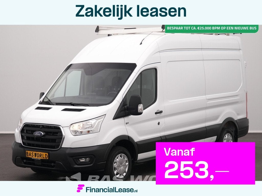 Ford Transit 130pk Hoog Dak L3H3 Navi Airco Cruise Imperiaal, Stof, Euro 6, 4 cilinders, Wit