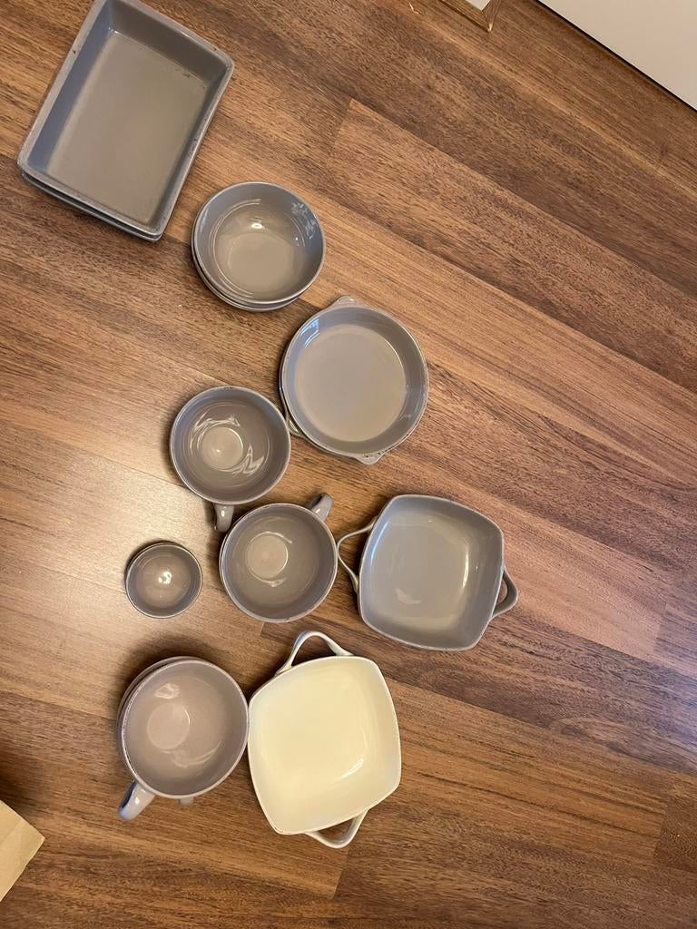 14 delig serax servies taupe, Ophalen, Zo goed als nieuw, Glas of Kopje