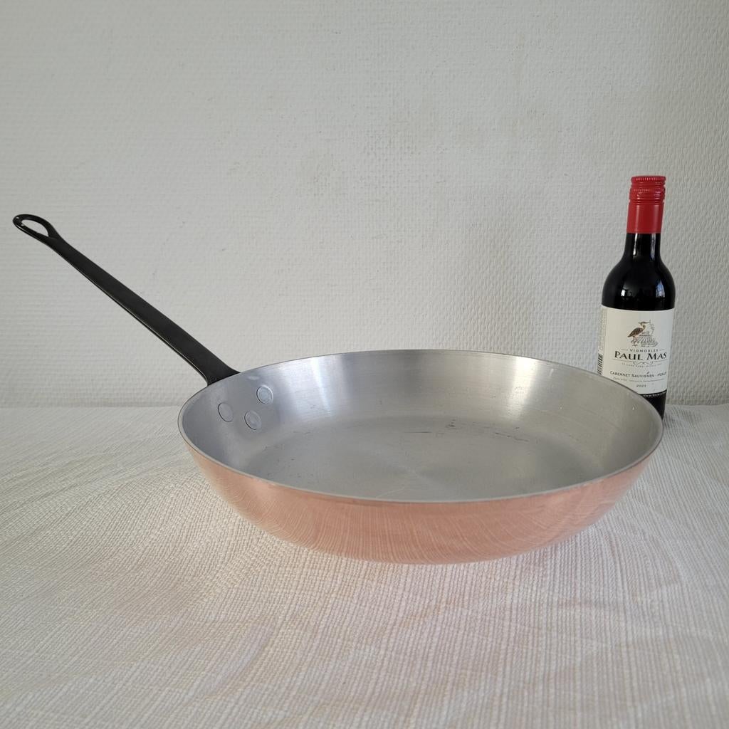 Tournus france Koperen pan sauspan koekenpan 24 cm, Ophalen of Verzenden, Gebruikt, Overige materialen, Koekenpan of Braadpan