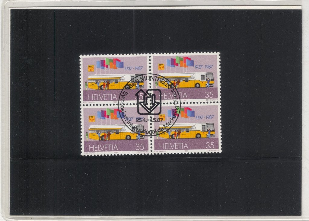 Zwitserland - postzegelmapje PTT-bus, Postzegels en Munten, Verzenden, Gestempeld