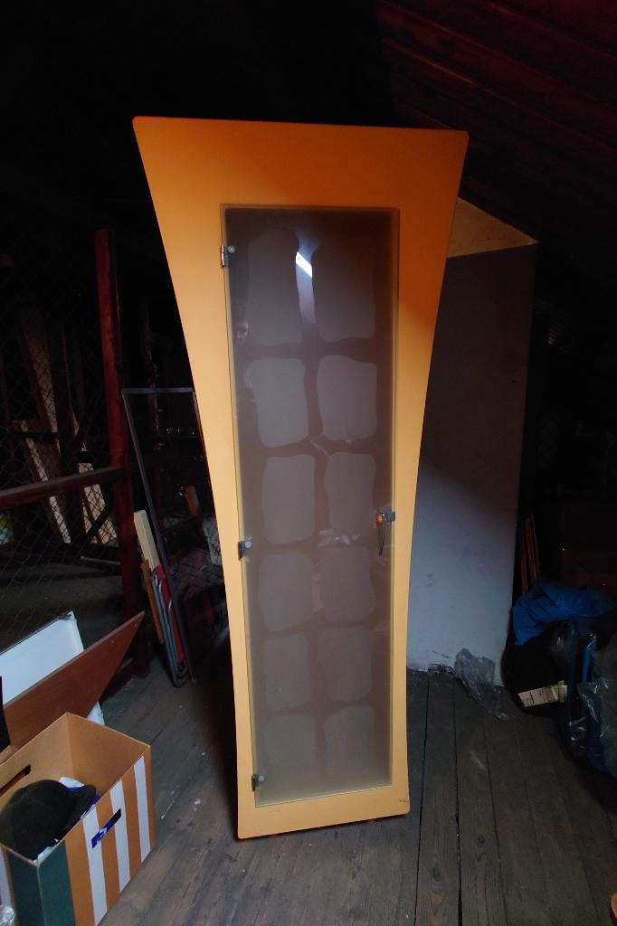 Vintage 90's design vitrinekast / glazenkast / buffetkast, Ophalen, Glas, 50 tot 100 cm, 150 tot 200 cm