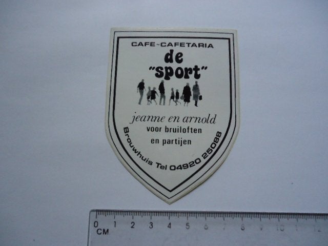 sticker oud Brouwhuis DE SPORT cafe jeanne arnold helmond nb, Ophalen of Verzenden, Zo goed als nieuw, Bedrijf of Vereniging