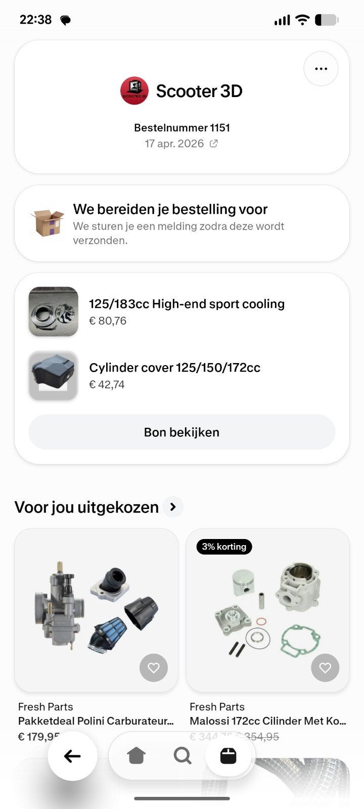 Nieuwe high performance koelkappen 125/172cc., Ophalen, Nieuw