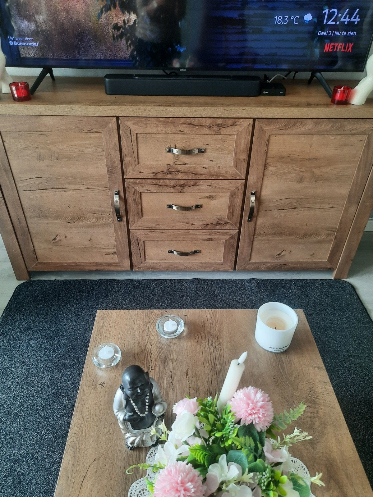 te koop vitrine kast salontafel eetkamertafel met 4 stoelen, Huis en Inrichting, Ophalen