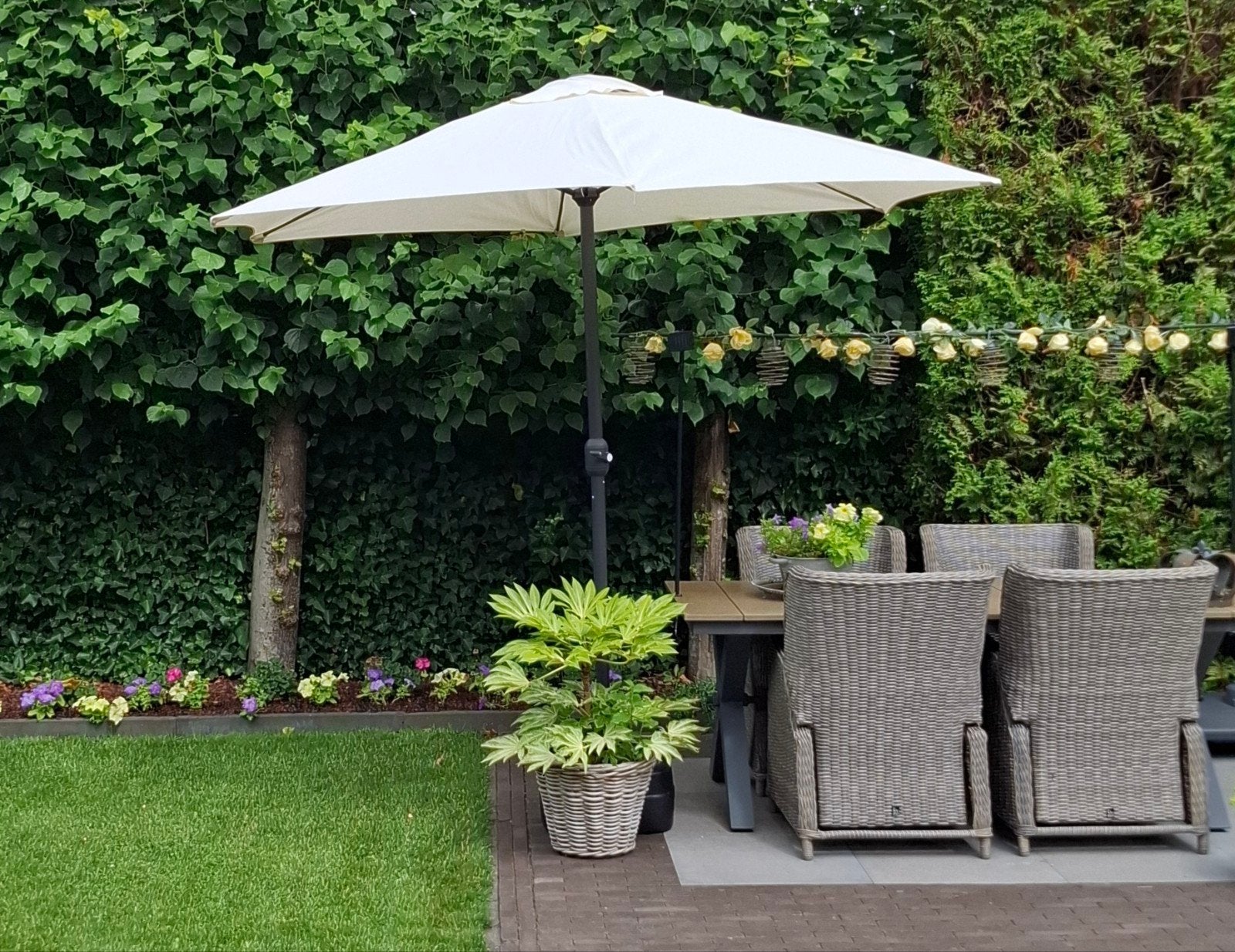 Parasol crème, 3m, stalen frame, NIEUW, Tuin en Terras, Parasols, Ophalen, Nieuw, Minder dan 1 meter, Parasolvoet
