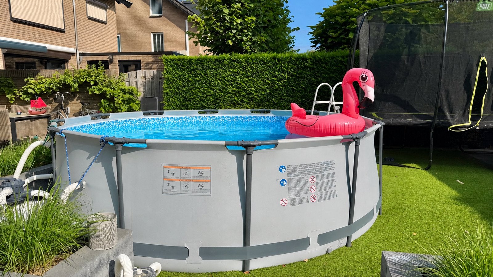 Groot opzetzwembad met zwembadtrap, Ophalen, Gebruikt, 80 tot 120 cm, Rond