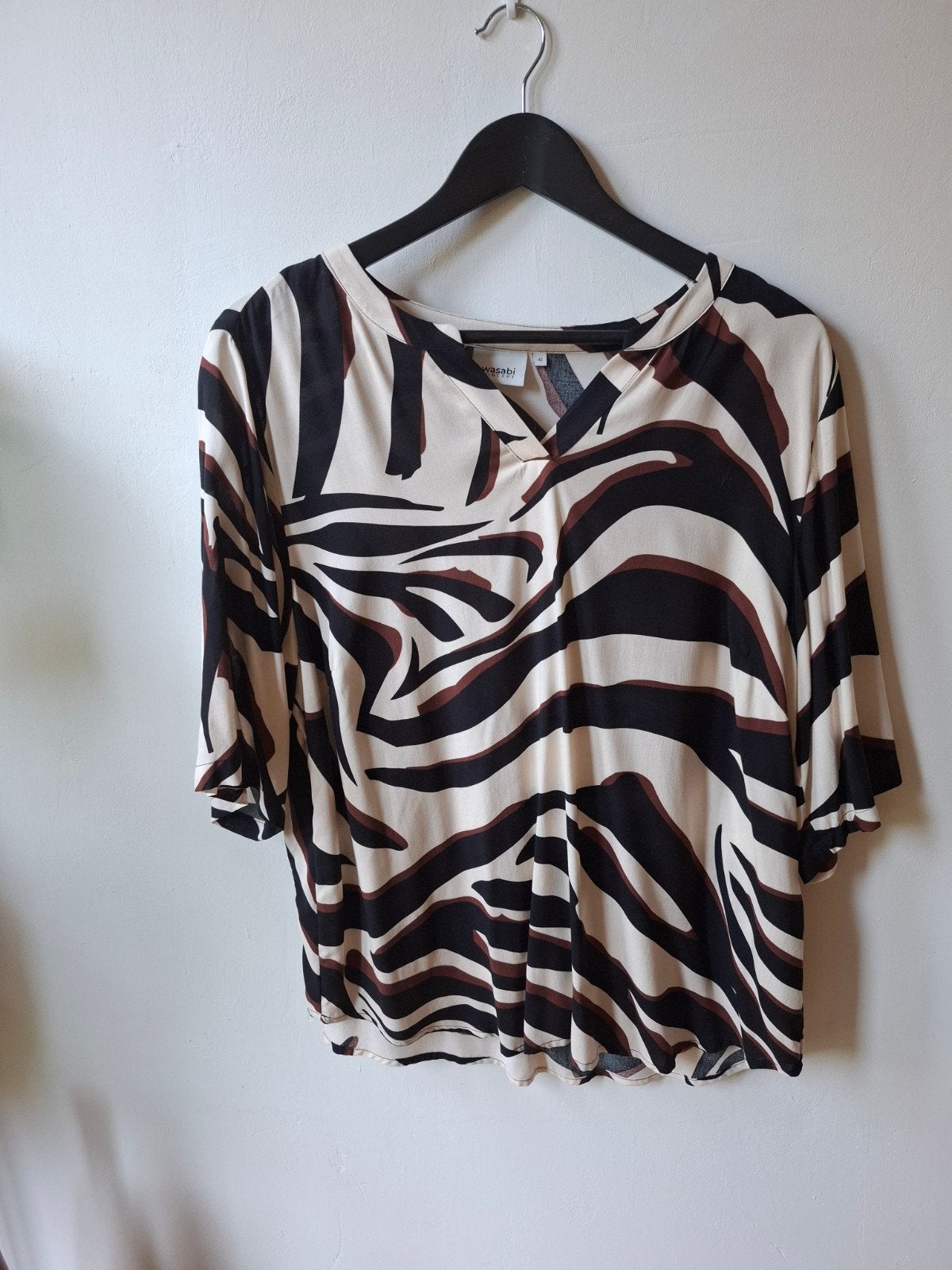 Wasabi Viscose Blouse met Zebraprint - Maat 42, Wasabi Concept, Meerkleurig, Maat 42/44 (L), Onbekend