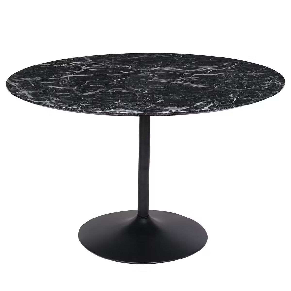 Ronde eettafel zwart marmerlook - 120 cm diameter, 100 tot 150 cm, Rond, Ophalen of Verzenden, Zo goed als nieuw