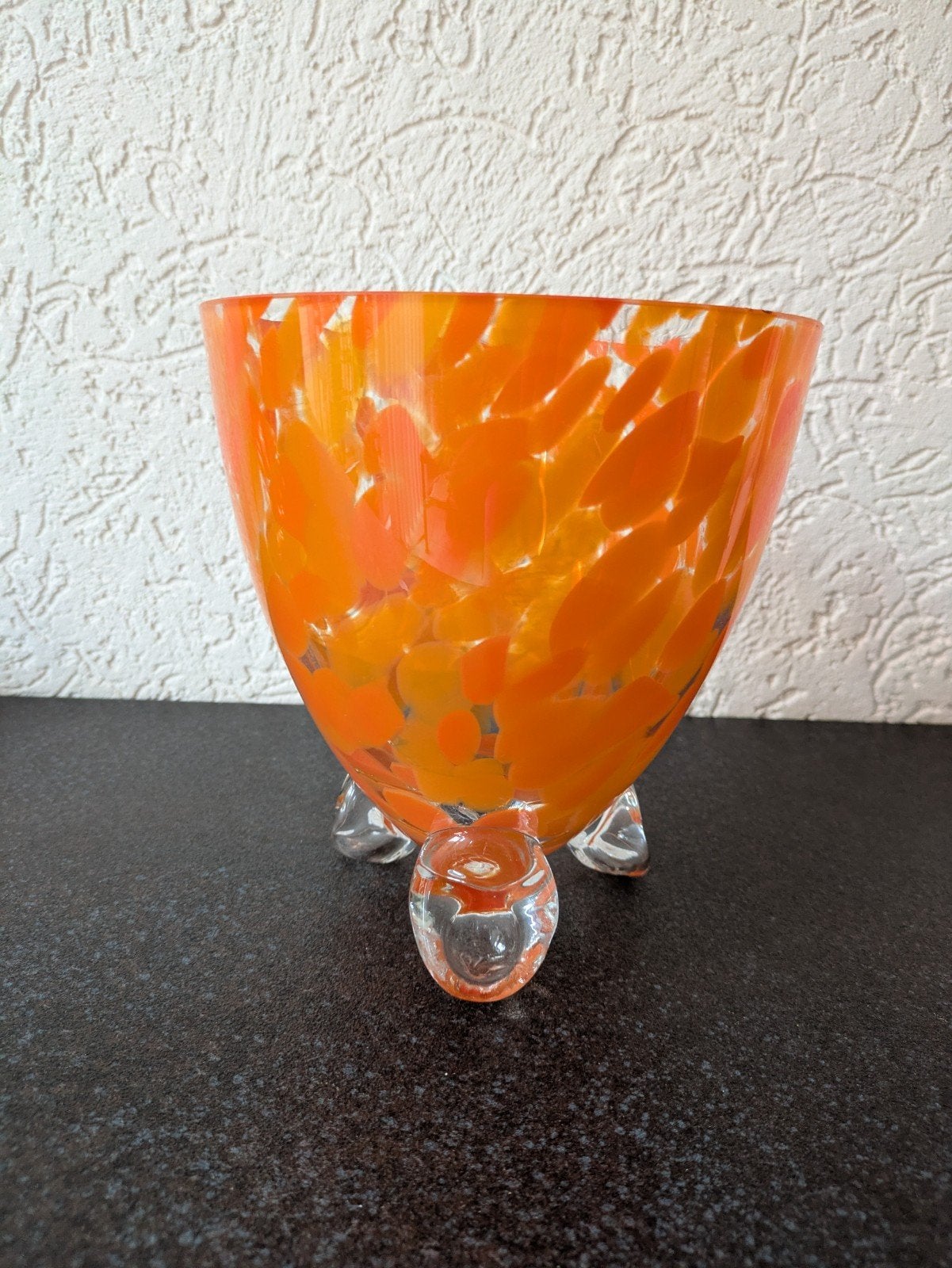 Oranje glazen schaal op voetjes - Fiori Glass, Ophalen of Verzenden