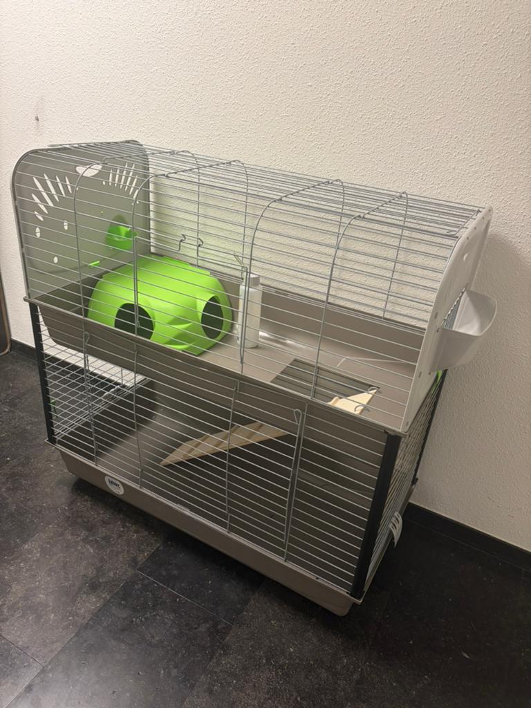 Savic Caeser3 double cage/ light Grey, Kooi, Gebruikt, Minder dan 75 cm, Ophalen of Verzenden