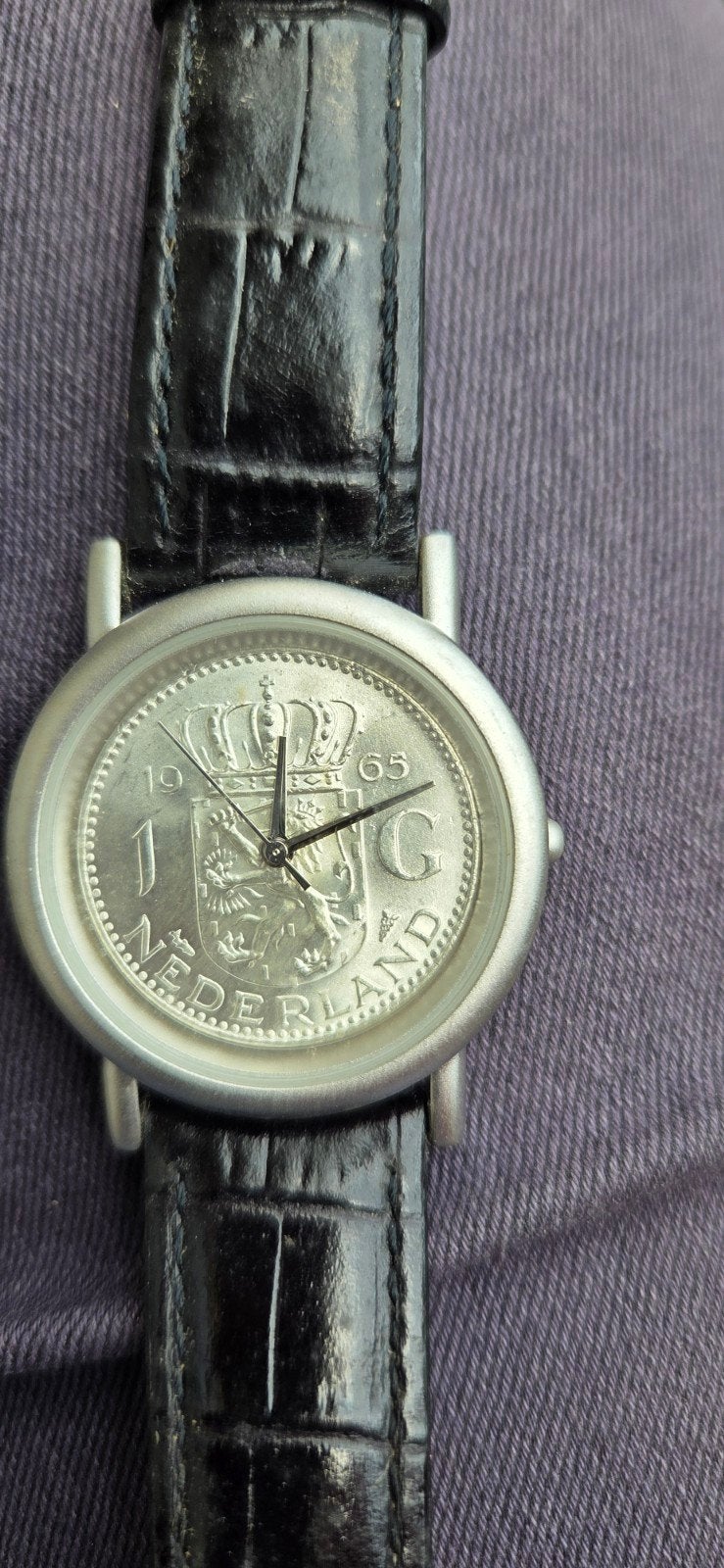 Unieke horloge met zilveren gulden uit 1965, Overige merken, Polshorloge, Ophalen of Verzenden, Zilver