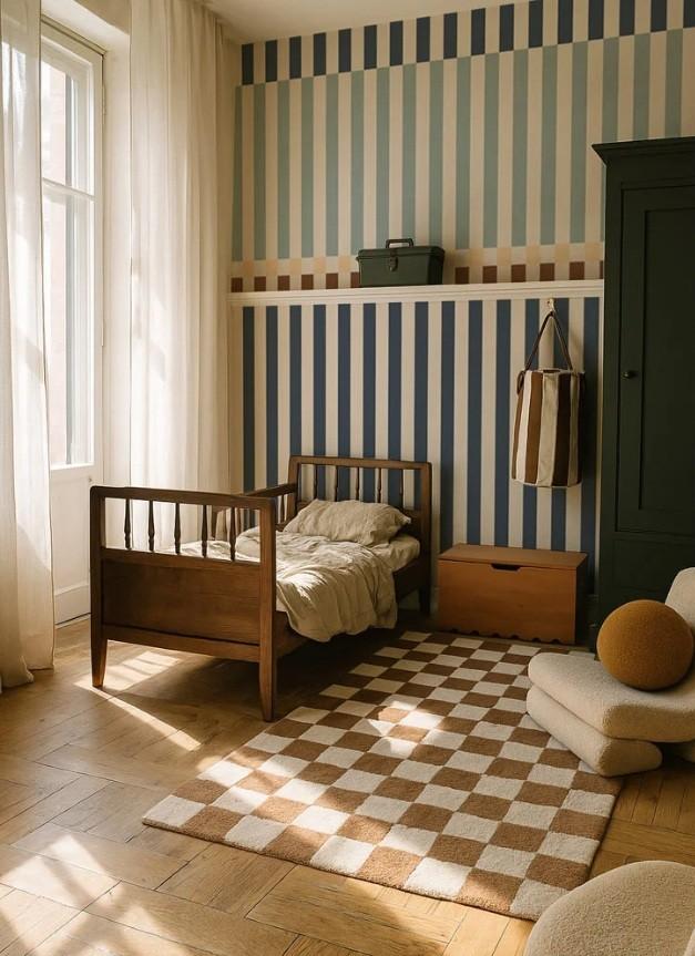 Kinderbehang Stripes Navy Blue en Mint Dekornik, Polskiego Czerwonego Krzyża 21/22, 41-260 Sławków, Ophalen of Verzenden, Dekornik