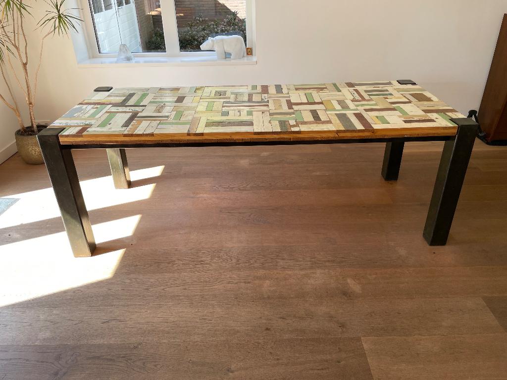 Te koop eettafel in stijl PIET HEIN EEK, Huis en Inrichting, Tafels | Eettafels, Ophalen, Overige materialen, 200 cm of meer, Piet Hein Eek