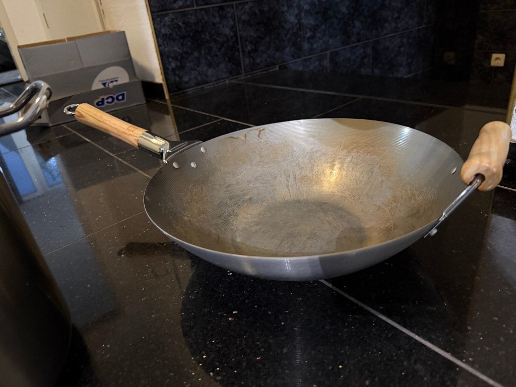 Wokpan RVS, Ophalen of Verzenden, Zo goed als nieuw, Rvs, Wok