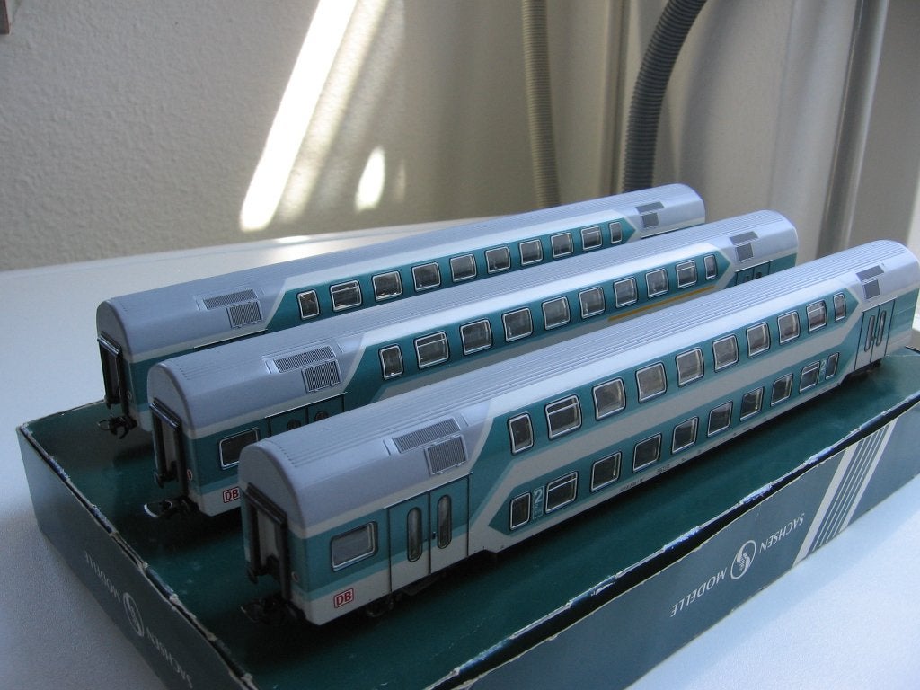 Sachsenmodelle H0. 1:87. 3 DB Dubbeldekkers. 1e/2e en 2e kl., Overige merken, Treinset, Gelijkstroom, Verzenden