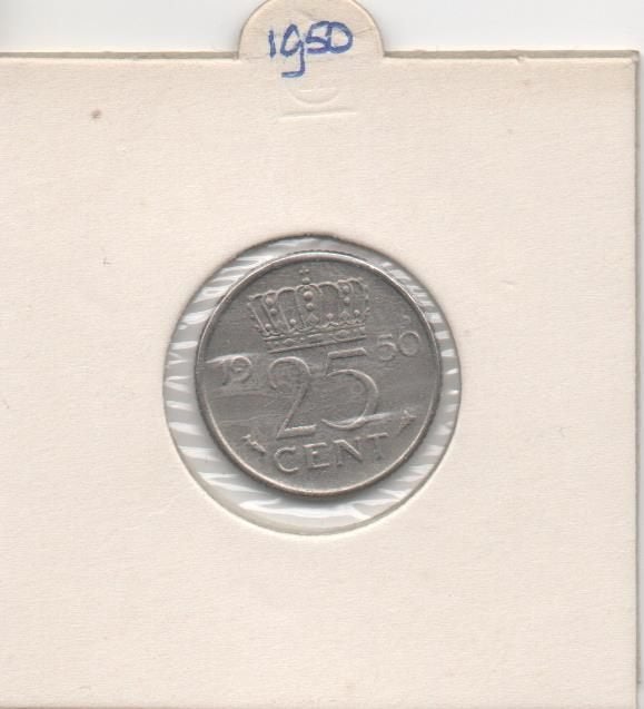 Kwartje Juliana periode, Ophalen of Verzenden, Koningin Juliana, 25 cent, Losse munt