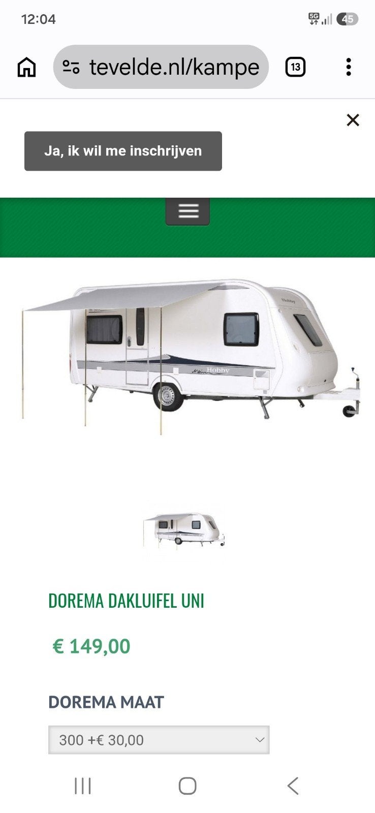 caravan / camper luifel (2,2m x, 3m breed), Ophalen of Verzenden, Nieuw