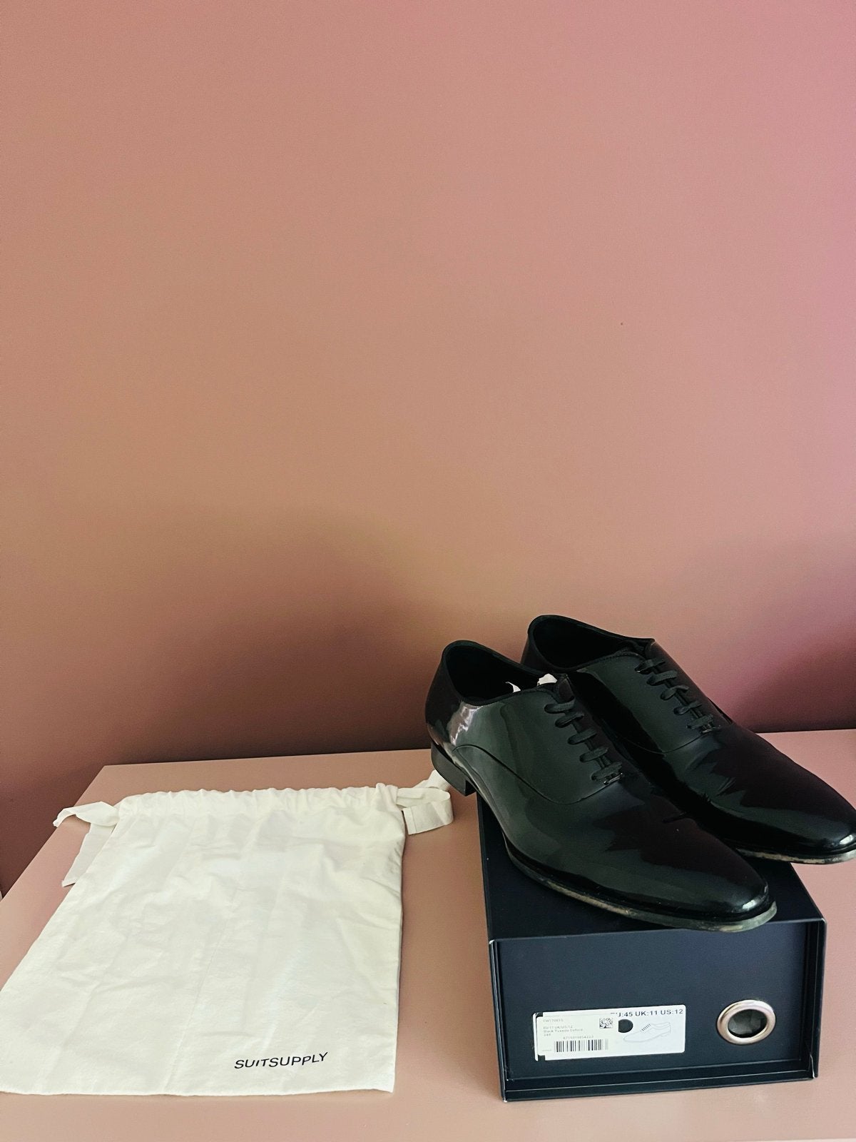 Suitsupply Zwarte Lakleren Oxford Smoking Schoenen, maat 45, Kleding | Heren, Schoenen, Ophalen of Verzenden, Zo goed als nieuw