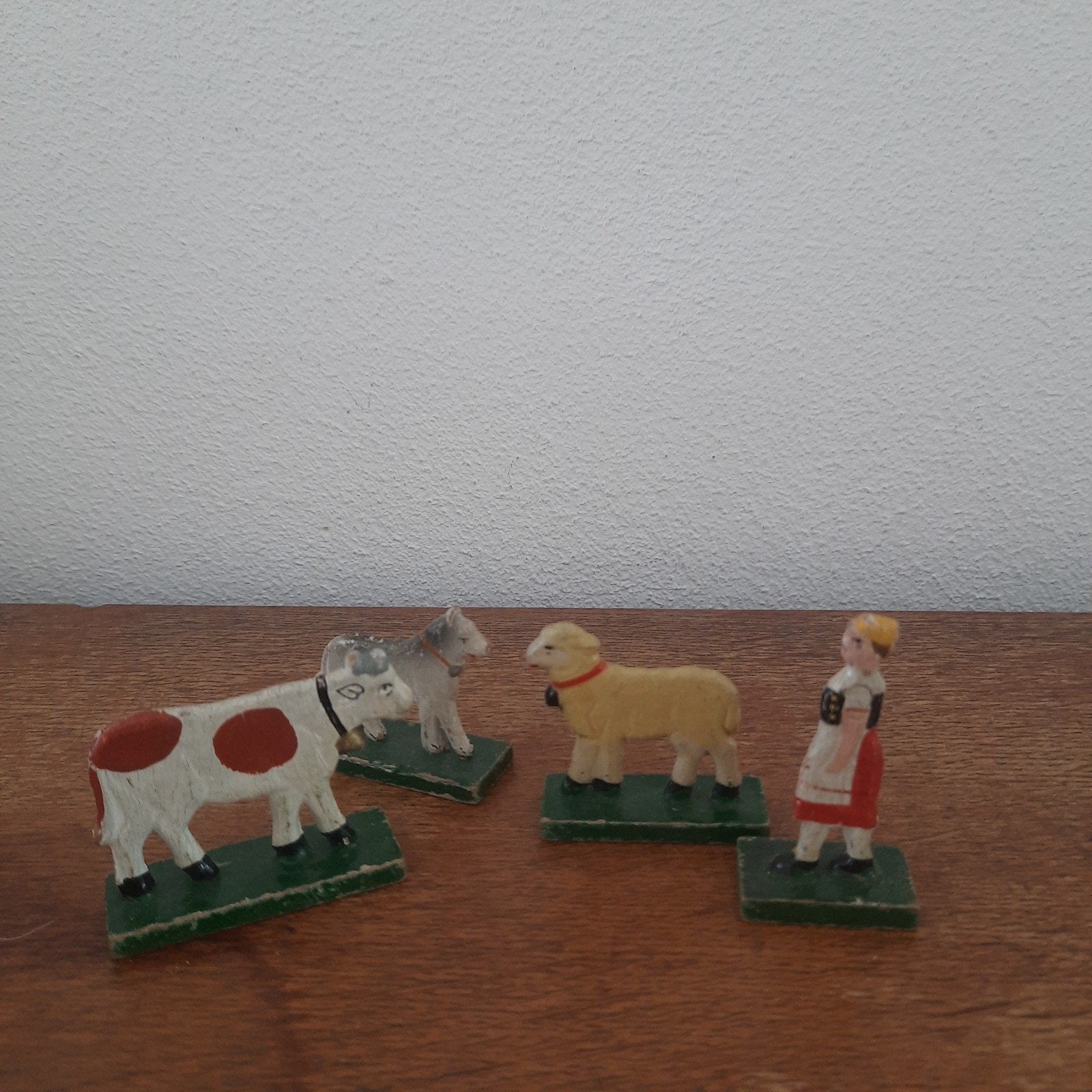 Antieke Erzgebirge boerderij figuren KWADRAAT, Antiek en Kunst, Ophalen of Verzenden