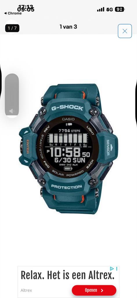Z.g.a.n. g shock gbd h2000 sporthorloge, Zwart, Slaap, Ophalen of Verzenden, Zo goed als nieuw
