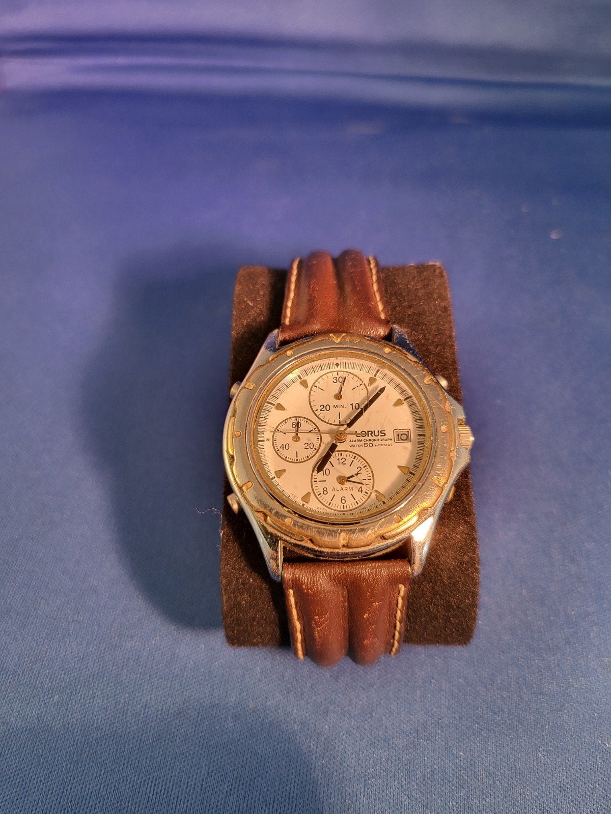 Vintage Lorus Chronograph Alarm polshorloge., Ophalen of Verzenden, Gebruikt, Leer, Overige merken