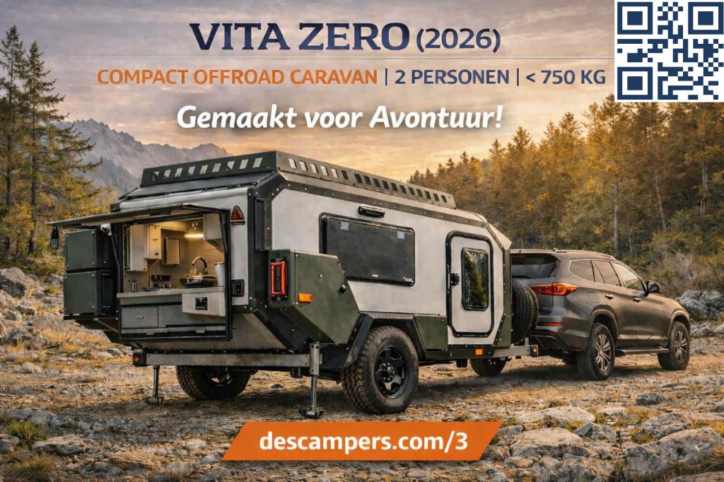 🔥Compact OffRoad Caravan Nieuw | VCAMP ZERO | Descampers 🔥, Overige merken, Rondzit, Tot en met 2, Bedrijf