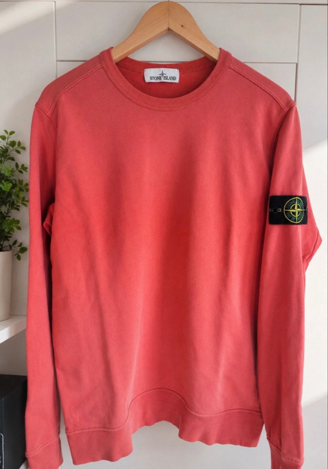 Stone Island Trui Koraalrood Maat M, Ophalen of Verzenden, Zo goed als nieuw, Maat 48/50 (M), Rood