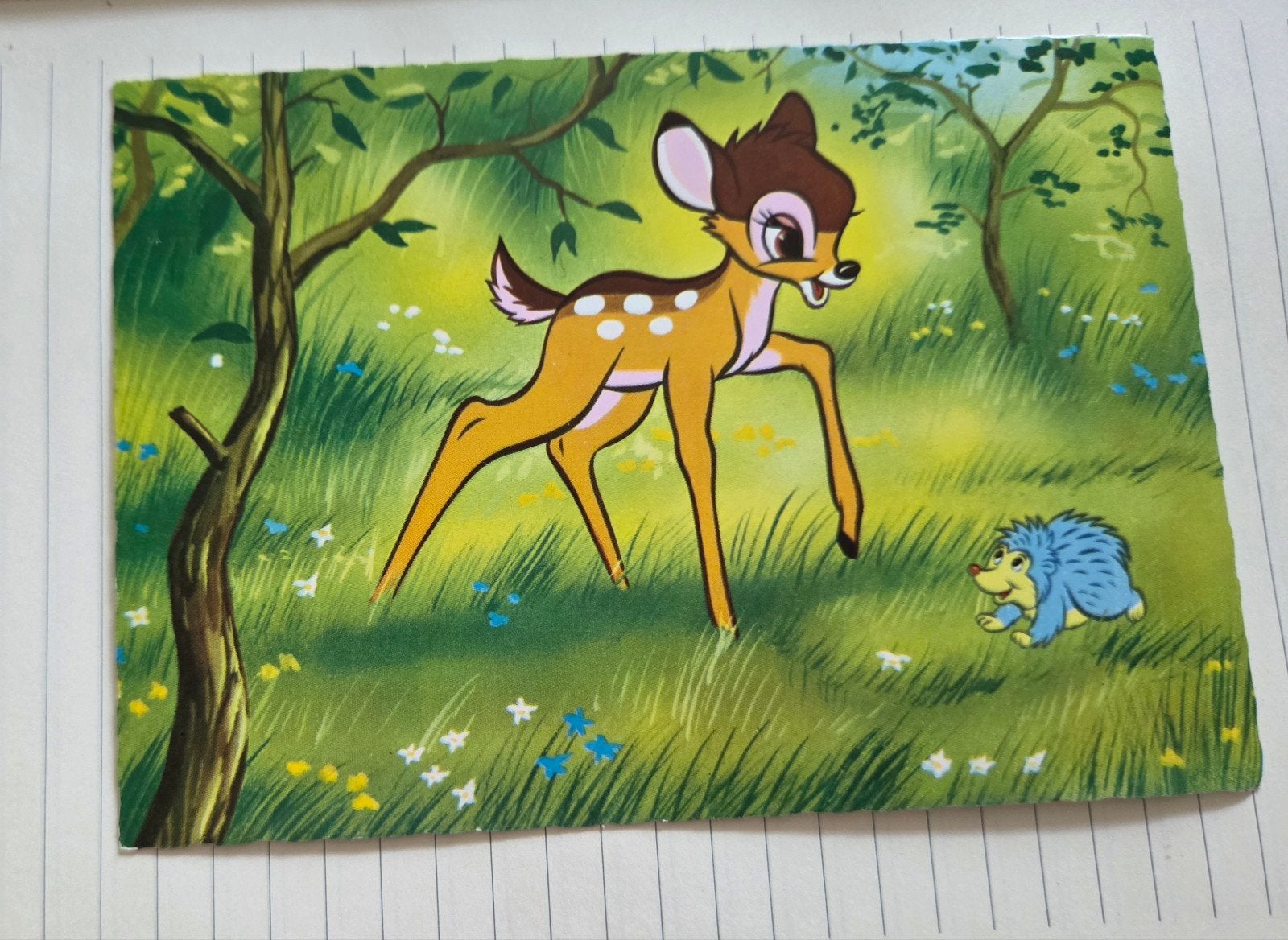 Vintage Disney - Bambi en Egel Ansichtkaart (1968), Verzamelen, Ansichtkaarten | Themakaarten, Verzenden, 1960 tot 1980, Ongelopen