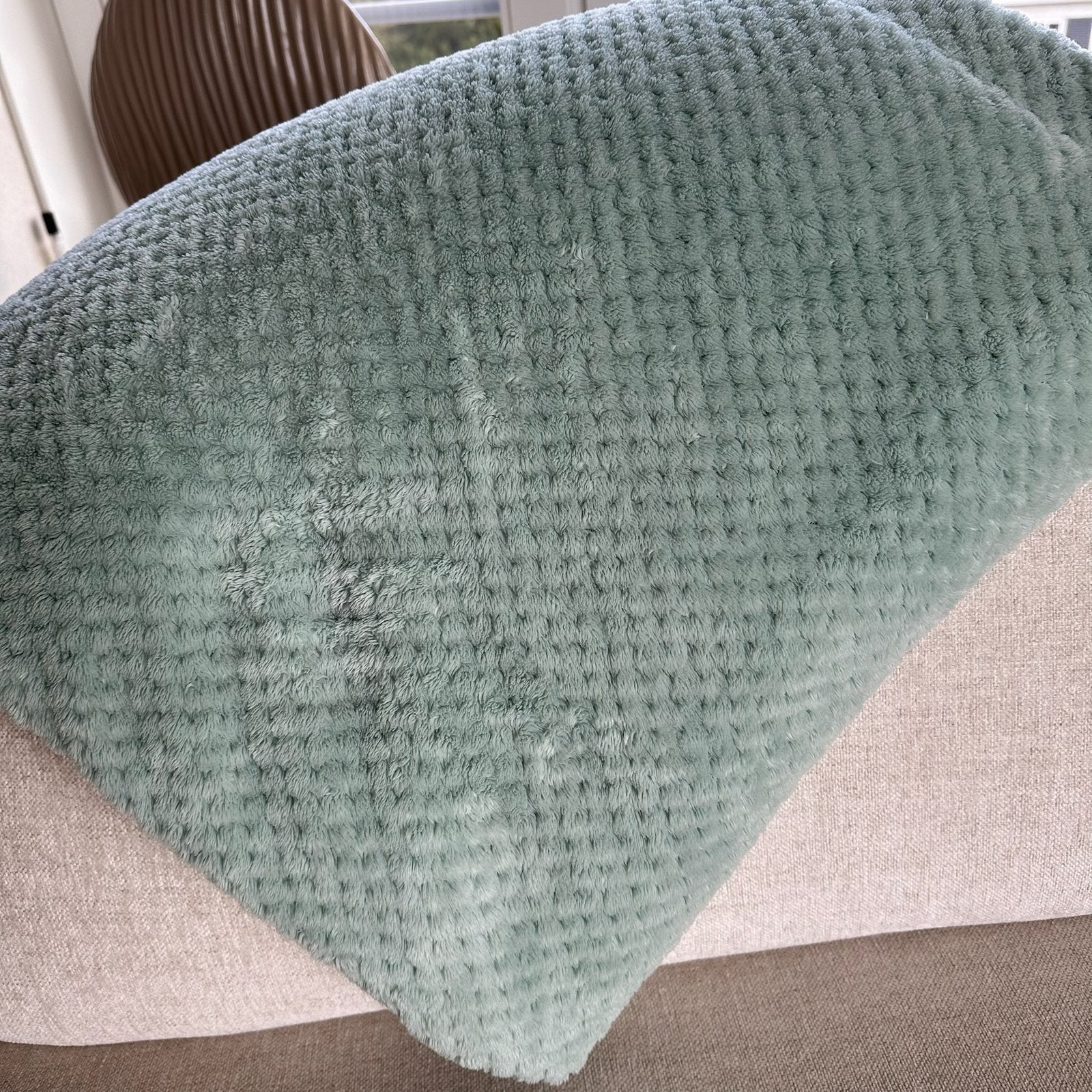 Unique living, mint groen fleece deken, dekentje 130x170, Huis en Inrichting, Ophalen of Verzenden, Zo goed als nieuw