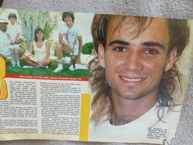 poster Steffi Graf 80-er jaren Andre Agassi, Ophalen of Verzenden, Gebruikt, Poster, Artwork of Schilderij