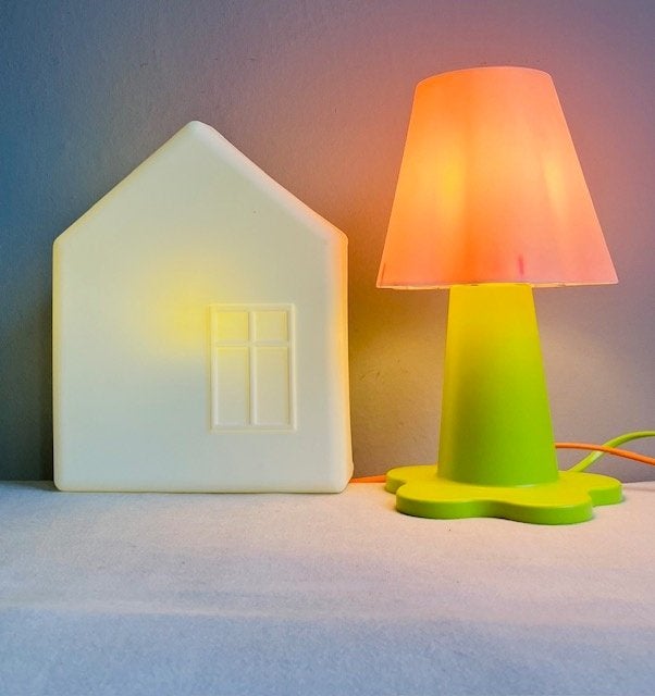Vintage kinder- nachtlampjes Ikea Dromhem Mammut huis bloem, Kinderen en Baby's, Gebruikt, Ophalen of Verzenden, Ophangbaar, Roze